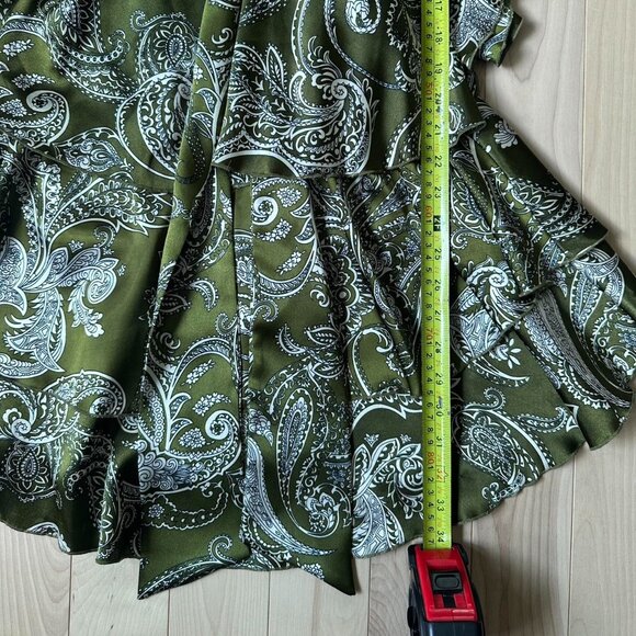 Y2K Satin Paisley Dress – Tiered, Padded Bra, Made in USA - Picture 5 of 8